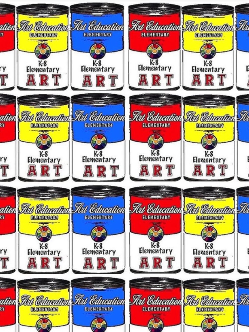 Art Education Soup Cans - Fat Quarter - Cotton Fabric- Teacher
